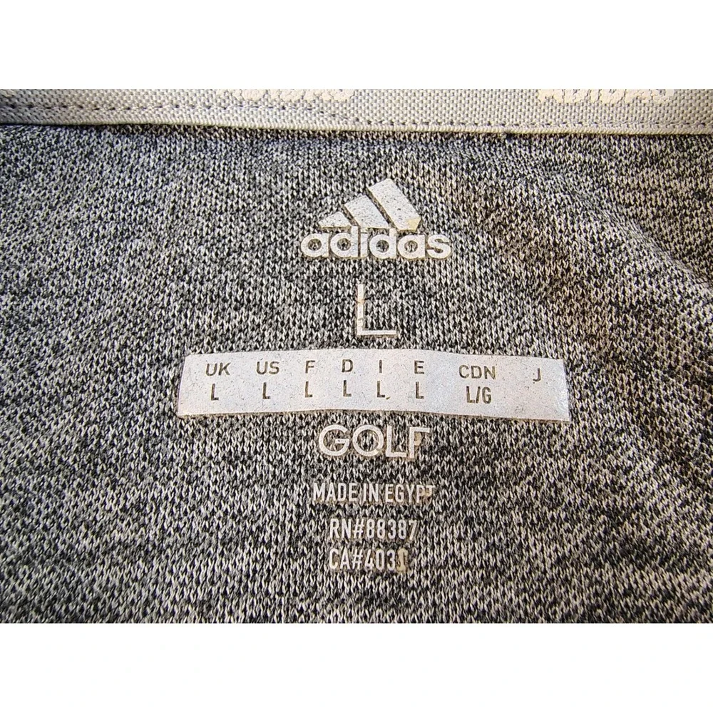 Adidas Golf Mens Sz L Gray Heathered Short Sleeve Performance Polo Shirt RN88387